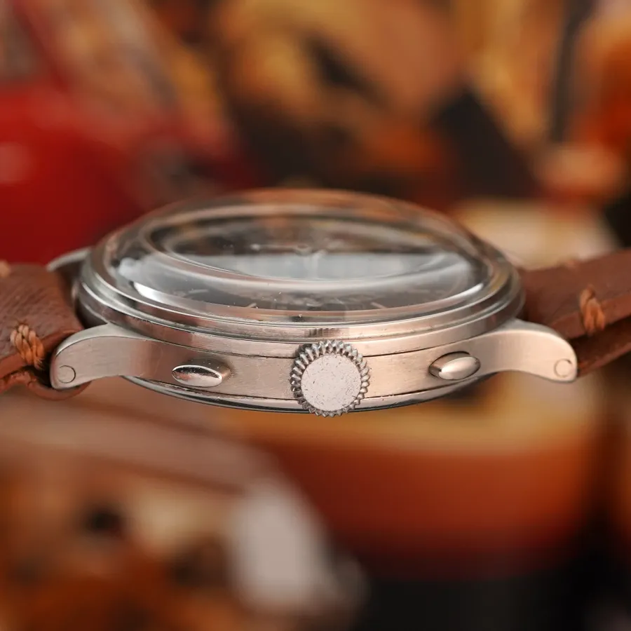 Eberhard Pre Extra Fort Tropical Dial - original crown, olive-shaped pusher, and slider