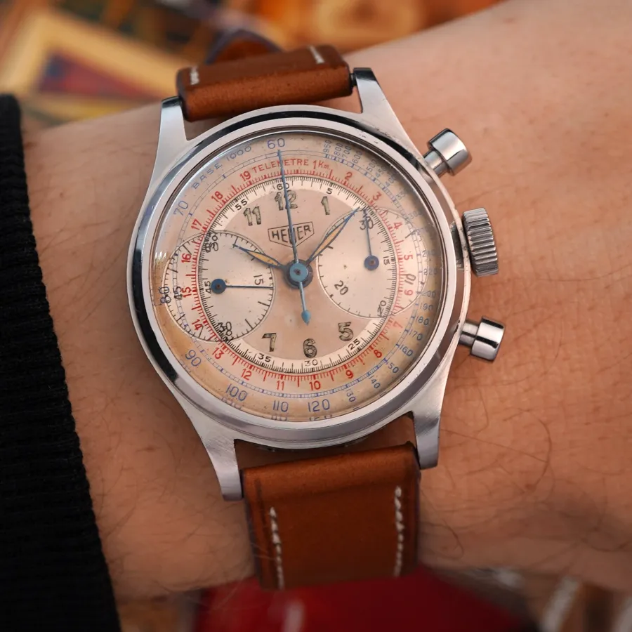 Heuer Pre-Carrera 2406 Two-Tone Multicolor Dial - spektakuläres Zifferblatt