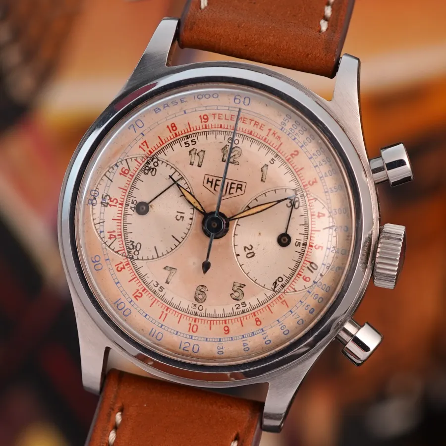 Heuer Pre-Carrera 2406 Two-Tone Multicolor Dial - blaue Tachymeterskala, rote Telemeterskala