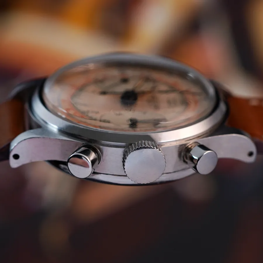 Heuer Pre-Carrera 2406 Two-Tone Multicolor Dial - runde Drücker