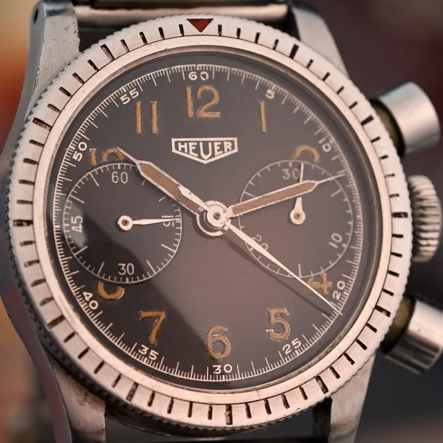 Heuer Flieger Chronograph Gilt Dial Valjoux 69 - fantastic vintage look