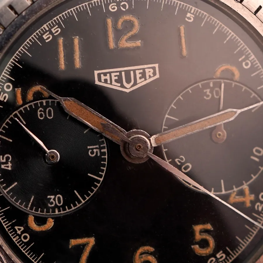 Heuer Flieger Chronograph Gilt Dial Valjoux 69 - original radium lume