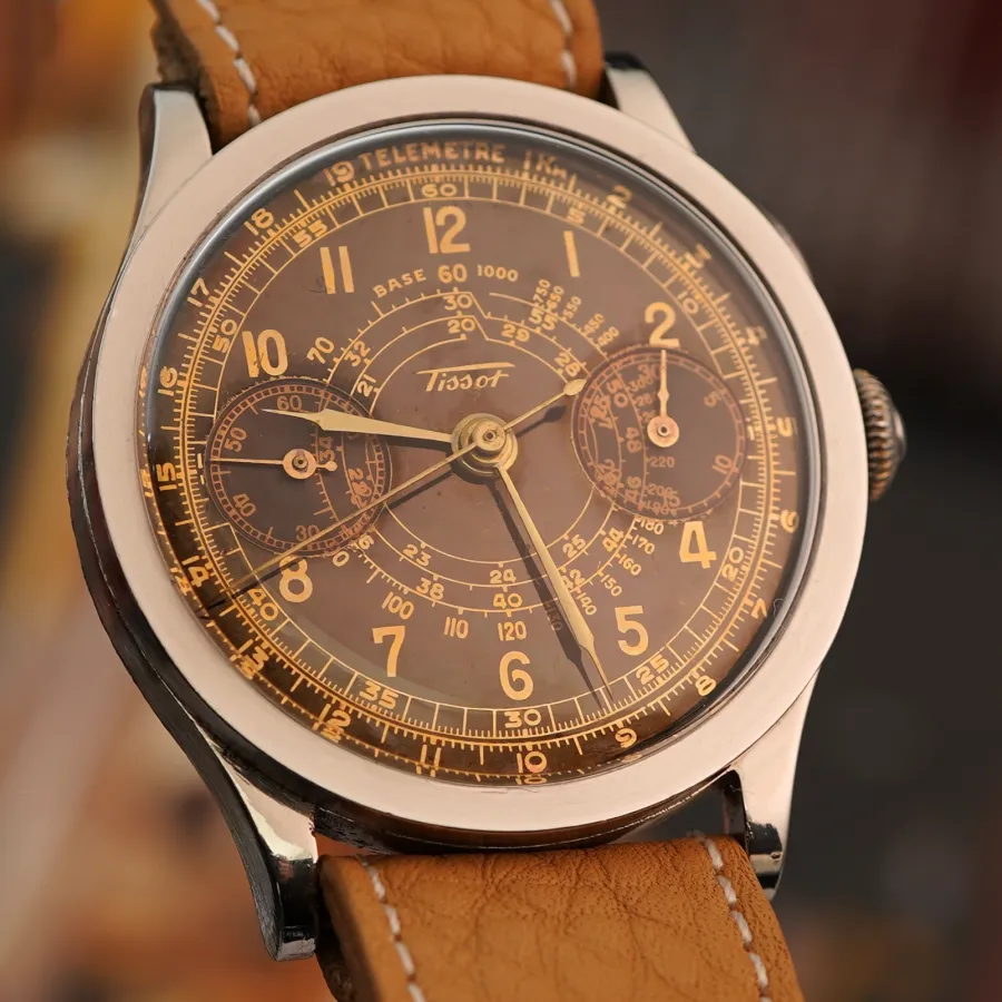 Tissot Chronograph Cal. 33.3 15TL - Glossy Gilt Tropical - perfekt erhaltener goldener Druck