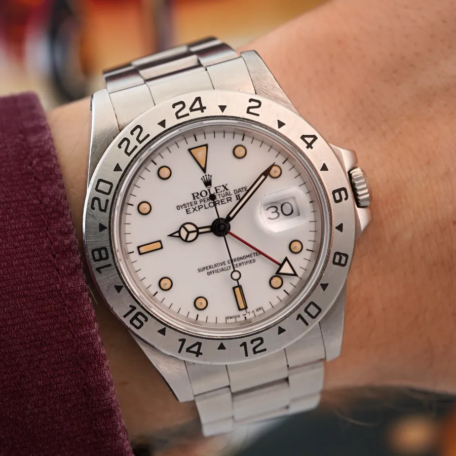 Rolex Explorer 16570 Chicchi di Mais - Box and Papers - seltene Zifferblattvariante mit warmer Tritium-Leuchtmasse