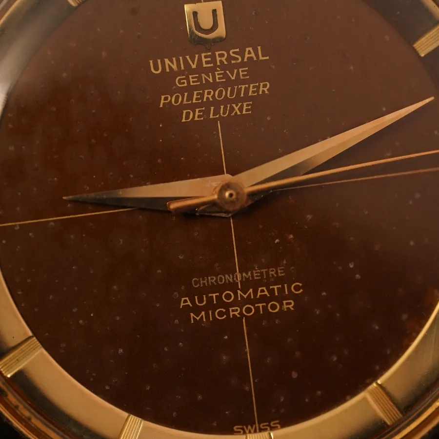 Universal Genève Polerouter De Luxe 10357/3 CHRONOMETER - Tropical-Zifferblatt mit gleichmäßiger Patina