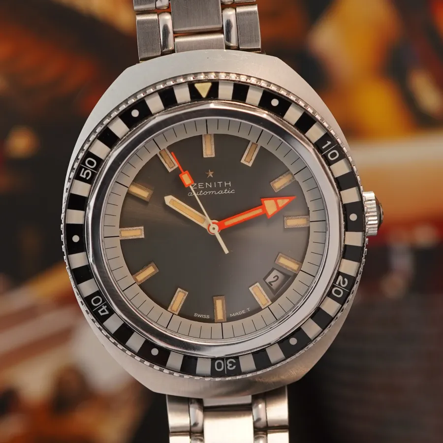 Zenith Diver A3637 "Zebra" - Gay-Frères Bracelet - orange hands