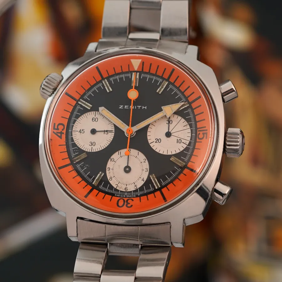 Zenith Super Sub Sea A3736 Orange Bezel - unusual case design