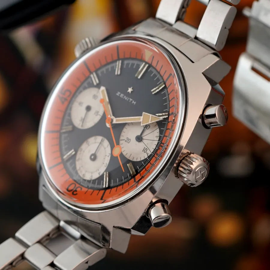 Zenith Super Sub Sea A3736 Orange Bezel - NATO winding crown