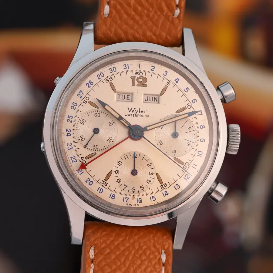 Wyler Triple Calendar Chronograph Waterproof - ein ultra seltener Waterproof-Vollkalender-Chronograph mit originaler Box und Papieren