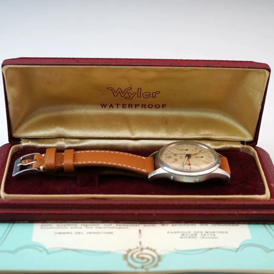 Wyler Triple Calendar Chronograph Waterproof - seltene Wyler-Waterproof Box