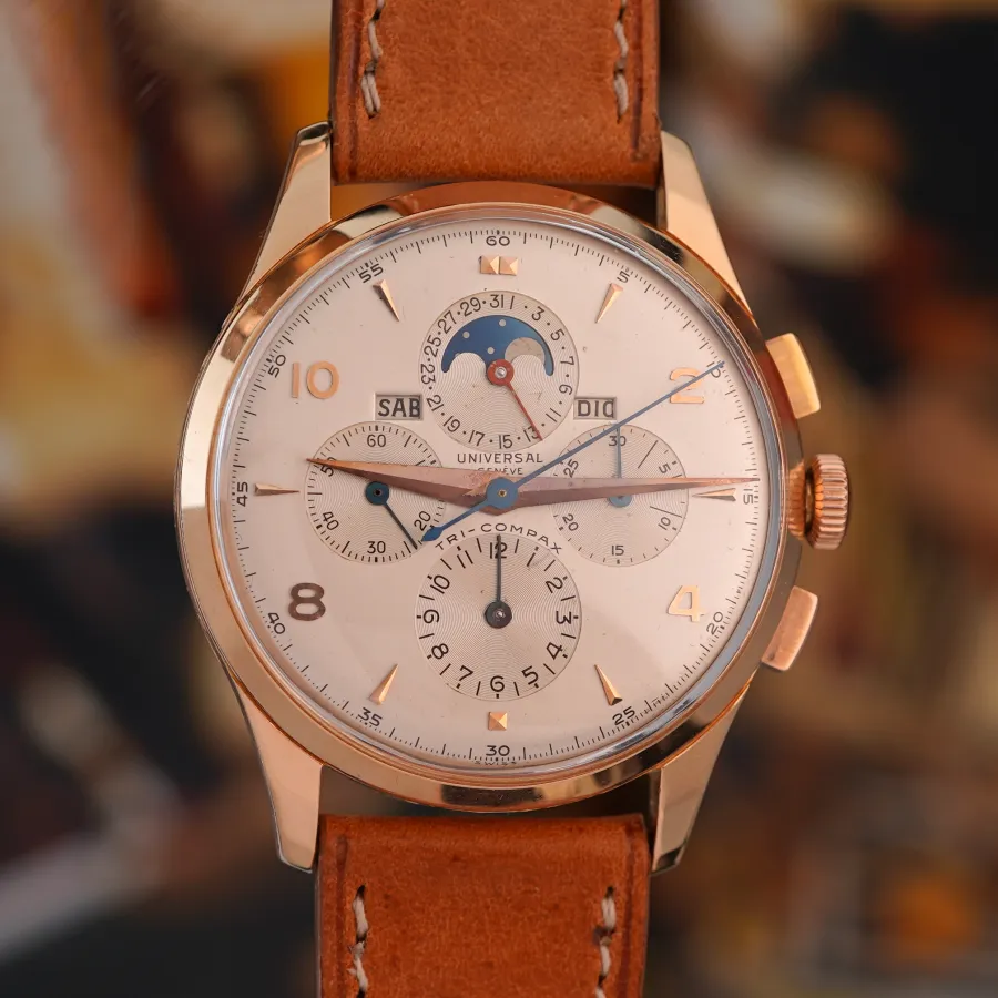 Universal Genève Tri-Compax 12285 Full Calendar Pink Gold - 38 mm case in 18k pink gold