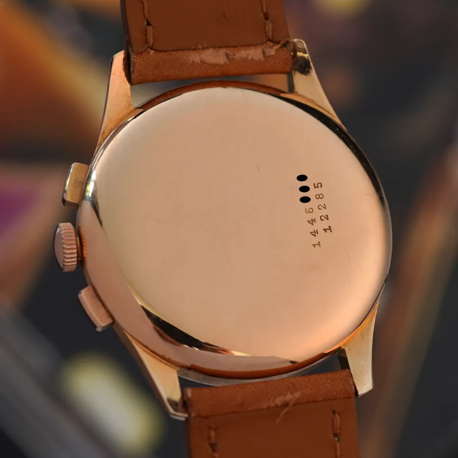 Universal Genève Tri-Compax 12285 Full Calendar Pink Gold - crisp reference and serial number on the back
