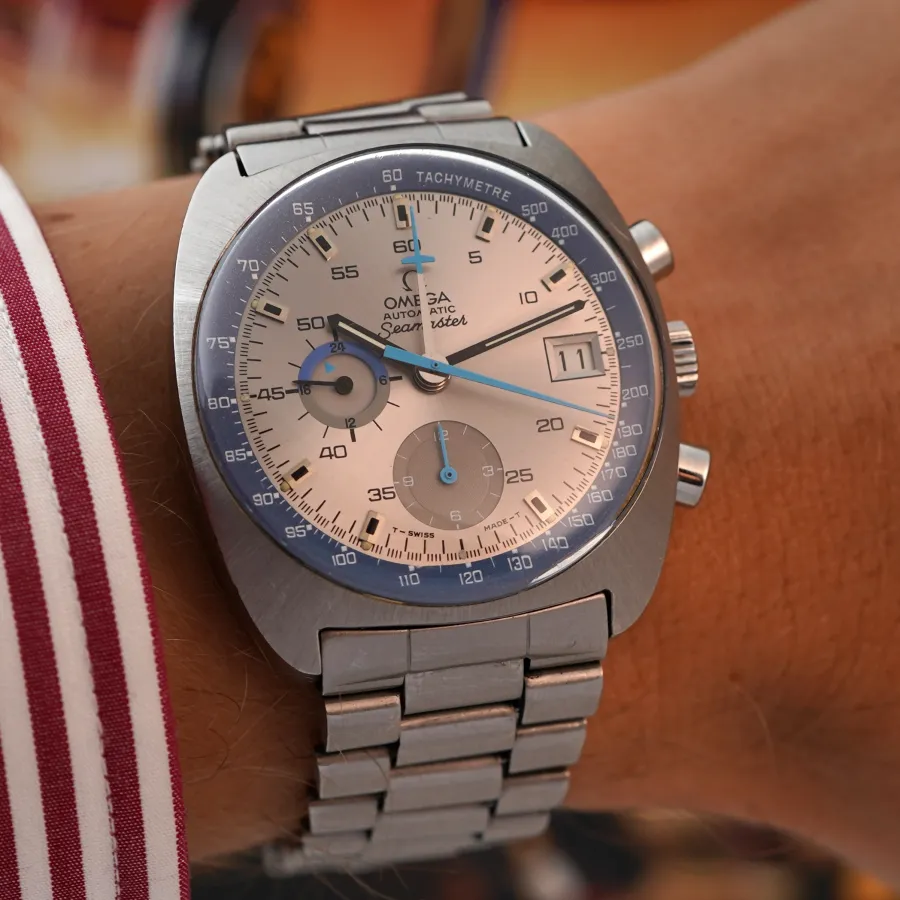 Omega Seamaster 176.007 Silver & Blue - Airplane Hand - a rare and simply beautiful vintage chronograph