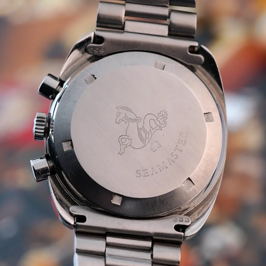 Omega Seamaster 176.007 Silver & Blue - Airplane Hand - screw-down case back with intact engravings