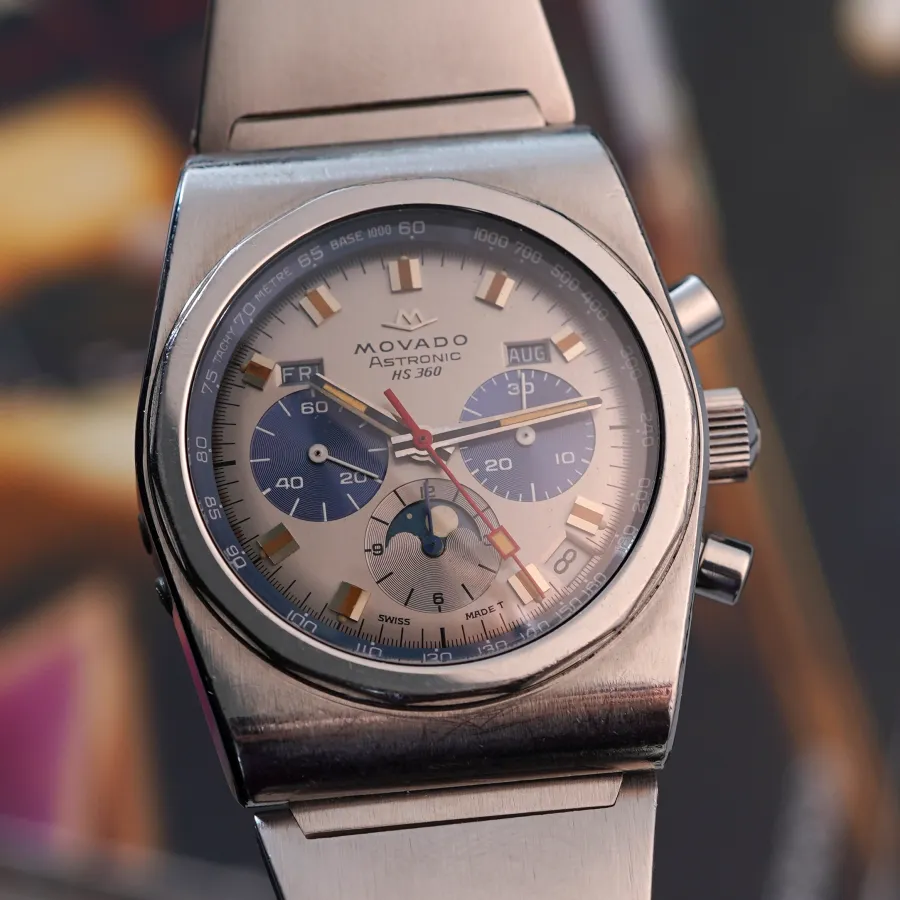 Movado Astronic HS360 01.0010.436 Full Calendar Chronograph - tonneau shape case, 45 x 38 mm