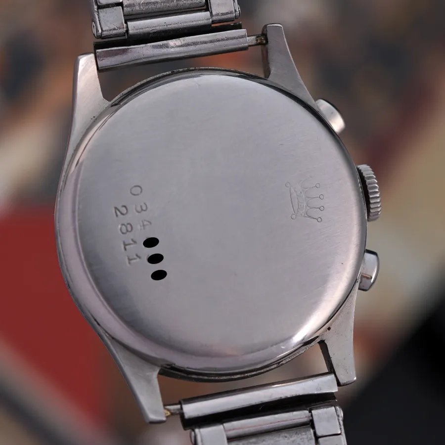 Rolex Chronograph 2811 Double Swiss Signed Dial - clearly visible numbers and the Rolex crown on the back