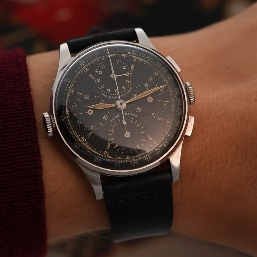 Universal Genève Aero-Compax 22414 Black Dial - a historically significant chronograph with high collector value