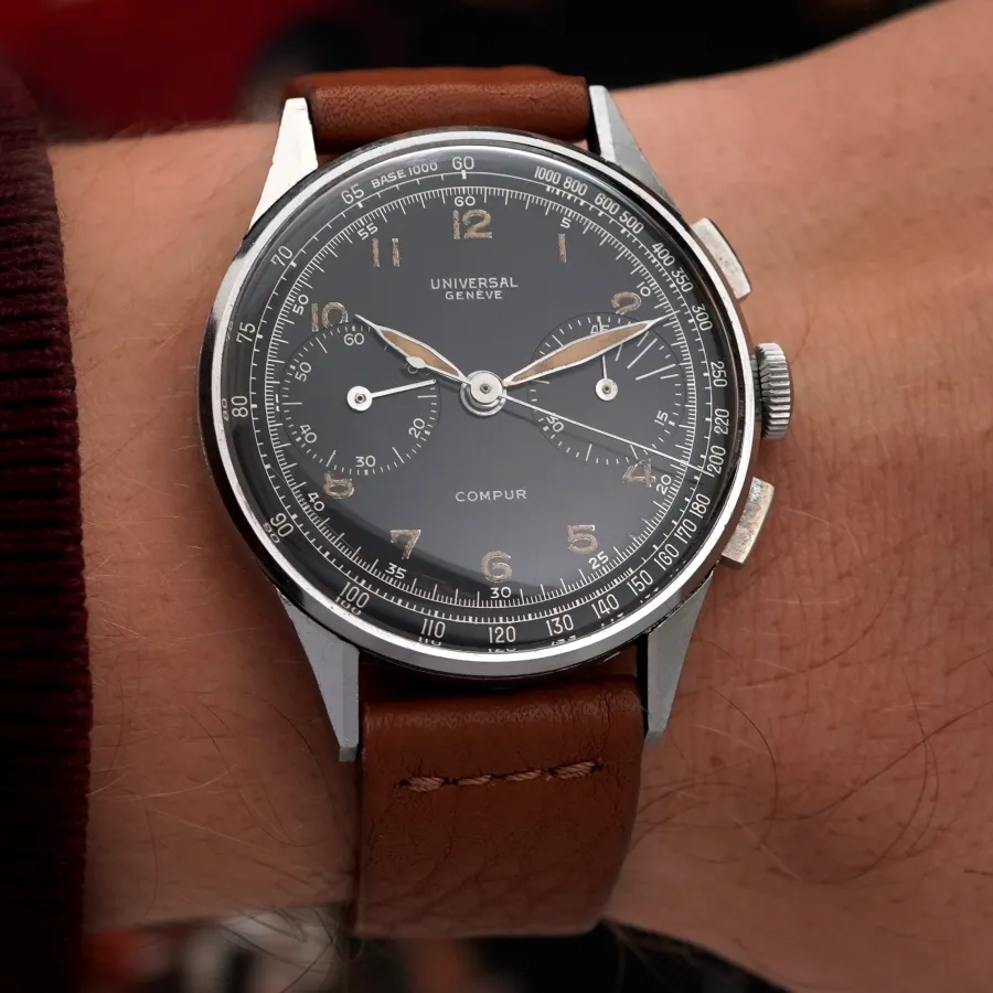 Universal Genève Compur 22519 - 37 mm - Black Dial - beeindruckende Präsenz am Handgelenk