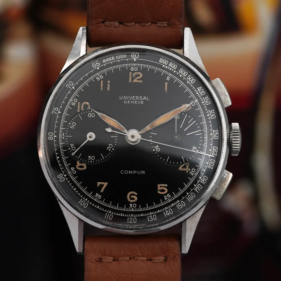 Universal Genève Compur 22519 - 37 mm - Black Dial - großer 37 mm Durchmesser