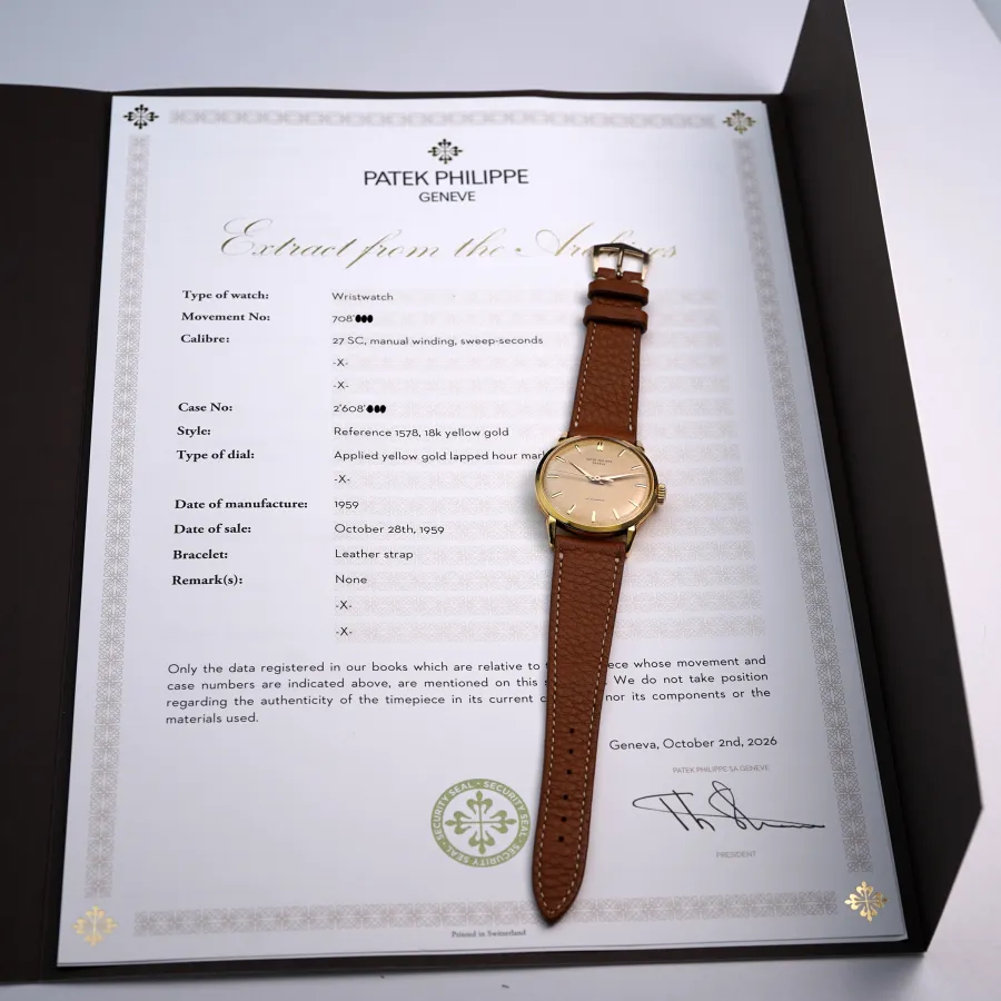 Patek Philippe Calatrava 1578 Hausmann & Co - Spider Lugs - Patek Philippe Stammbuchauszug