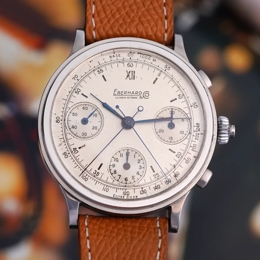Eberhard Pre Extra Fort Split Seconds Chronograph White Dial - ultra-seltener Schleppzeiger Chronograph aus dem Jahr 1940