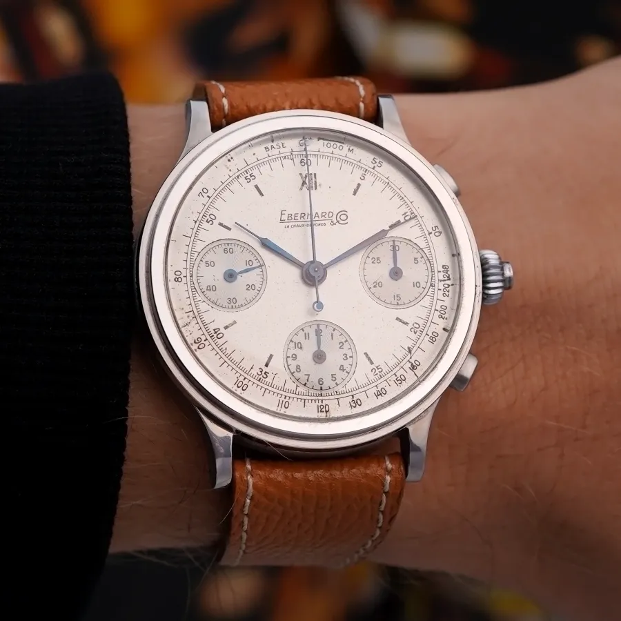 Eberhard Pre Extra Fort Split Seconds Chronograph White Dial - 40 mm Edelstahlgehäuse