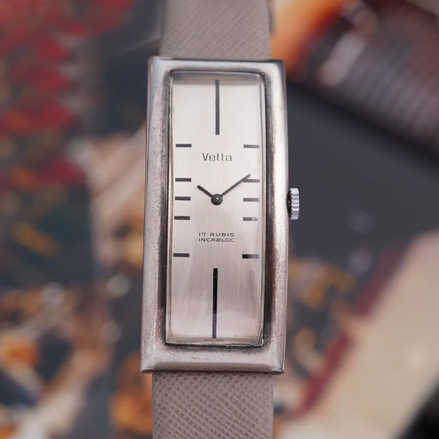 Vetta Allongée Sculptural 1970s Design - rectangular case crafted from solid 800 silver