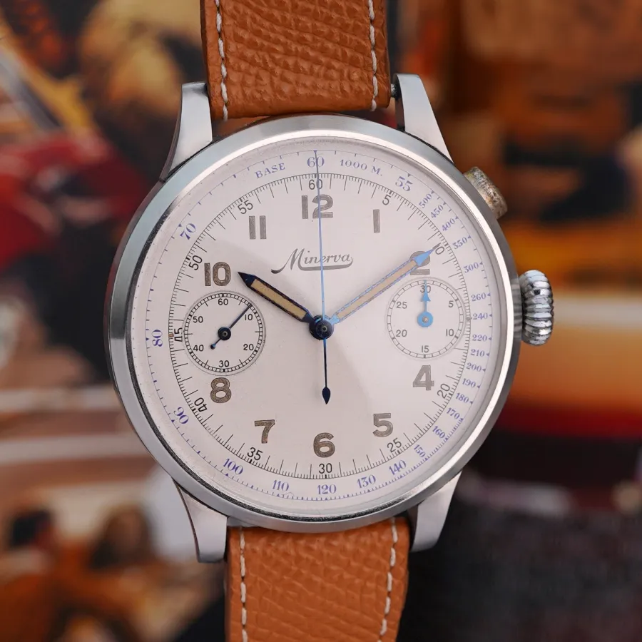 Minerva 1940s Pilot's Chronograph - 46&nbsp;mm - originale Leuchtmasse