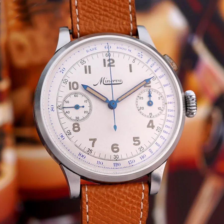Minerva 1940s Pilot's Chronograph - 46&nbsp;mm - hervorragend erhaltenes Gehäuse