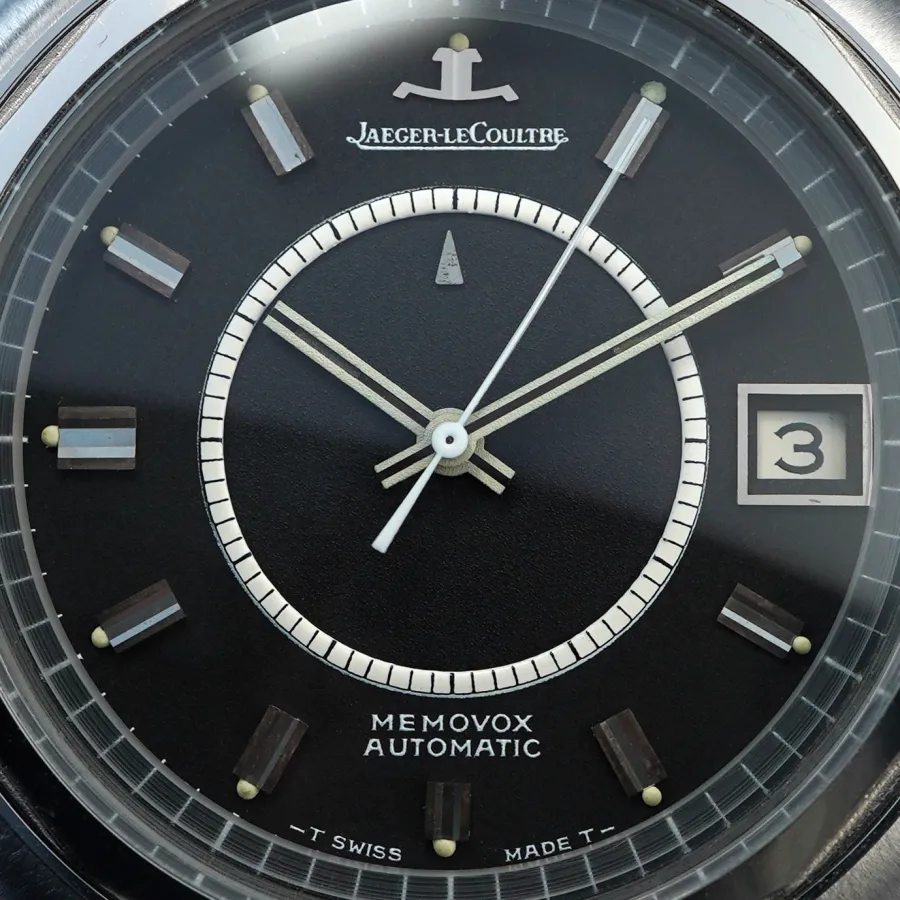 Jaeger-LeCoultre Memovox E877 Snowdrop - perfektes schwarzes Zifferblatt