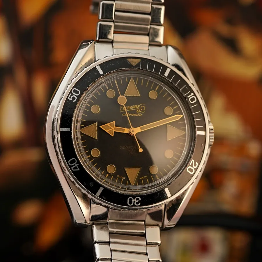 Eberhard Scafograf 300 11545-1 No Date Transitional - honest, authentic condition of the case and bezel