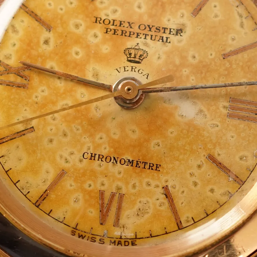 Rolex Oyster Perpetual "Bubbleback" 3131 Pink Gold - Verga Milano - doppel signiertes Verga-Zifferblatt