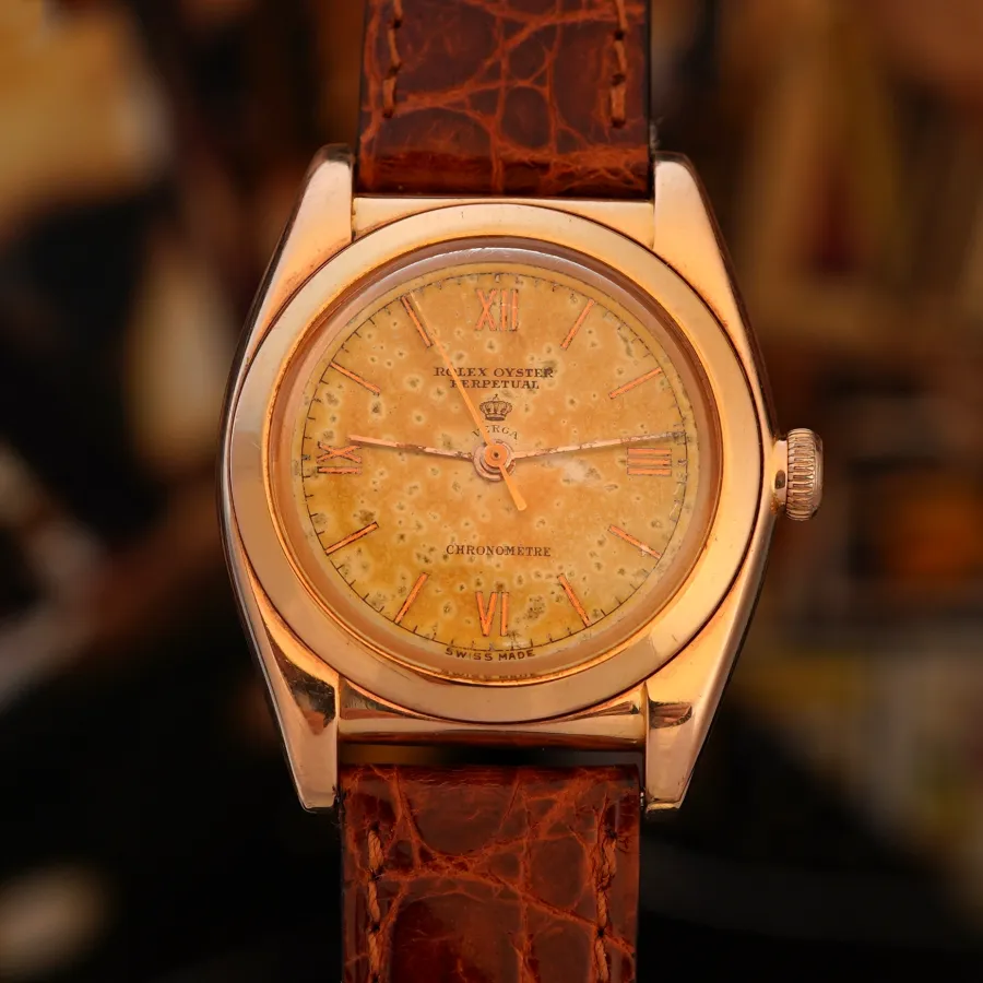 Rolex Oyster Perpetual "Bubbleback" 3131 Pink Gold - Verga Milano - Roman Mirror Pink Numerals