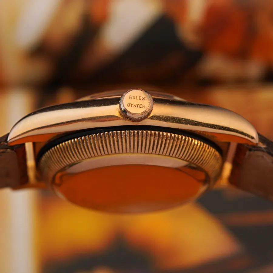 Rolex Oyster Perpetual "Bubbleback" 3131 Pink Gold - Verga Milano - verschraubte Rolex Oyster Krone