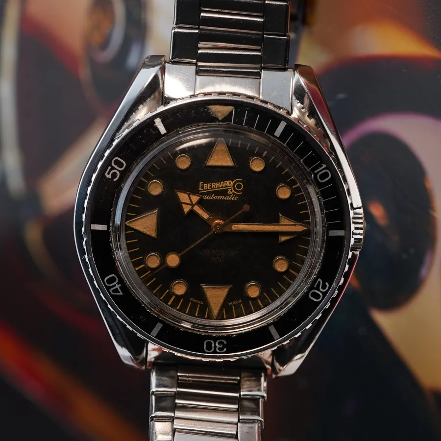 Eberhard Scafograf 300 11545-1 No Date Transitional - original tritium lume with a warm, even patina