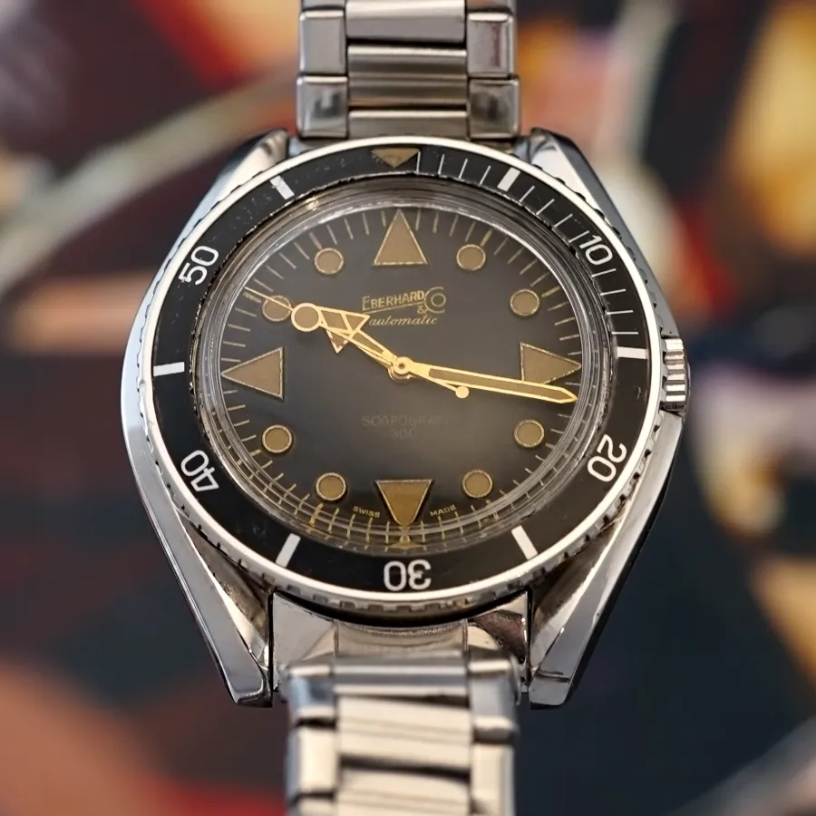 Eberhard Scafograf 300 11545-1 No Date Transitional - 42,5 mm case with curved lugs