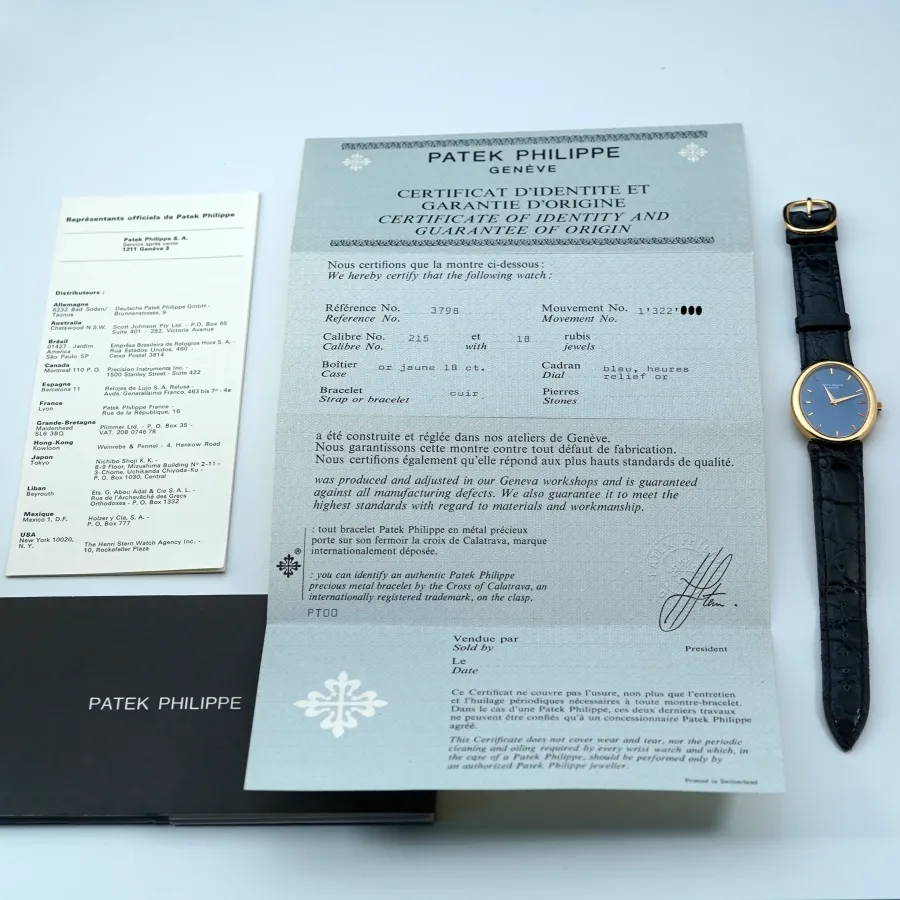 Patek Philippe Ellipse 3798 Original Papers - originales Ursprungszertifikat und Booklets