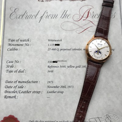 Patek Philippe Ewiger Kalender 3448 18ct Yellow Gold