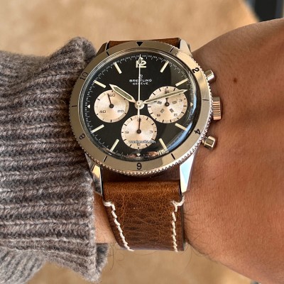 Breitling 765 AVI Reverse Panda Dial