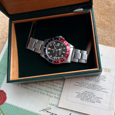 Rolex GMT Master 1675 Creamy Lume - Box und Papiere