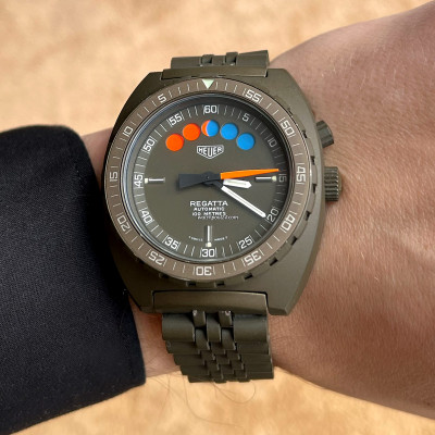 Heuer Regatta 134.602 Olive Green PVD