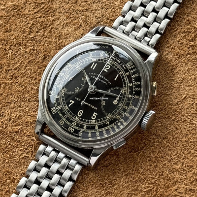 Lowenthal 1940s Chrono Black Galvanic Dial