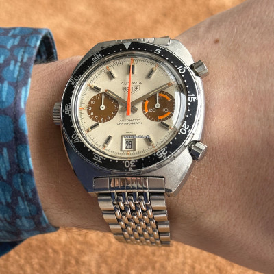 Heuer Autavia 1163 White Orange Boy - Tropical