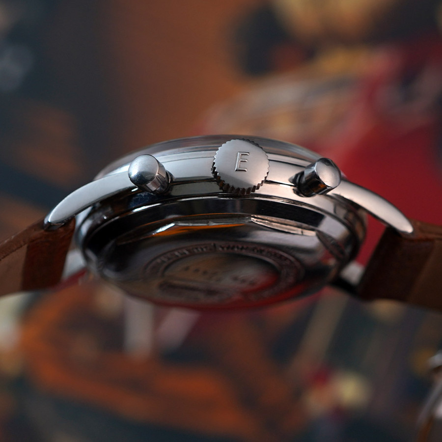 Eberhard 1950s Chronograph 1357 Three Registers - original Eberhard crown