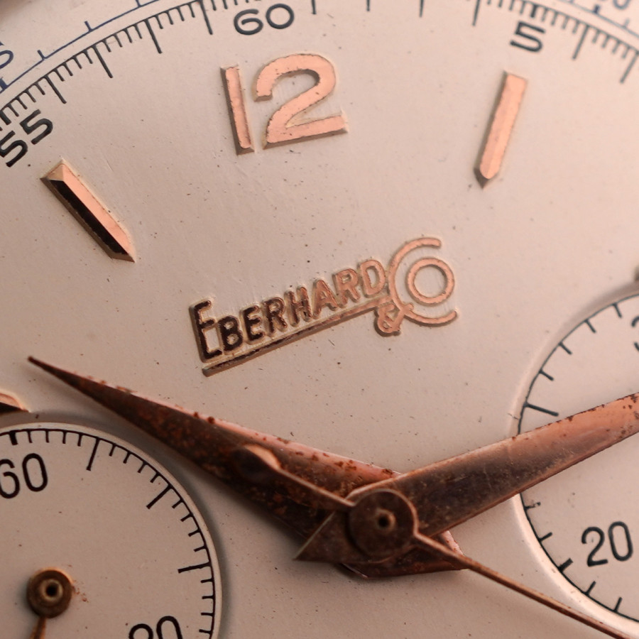 Eberhard 1950s Chronograph 1357 Three Registers - fantastic dial condition showing authentic patina