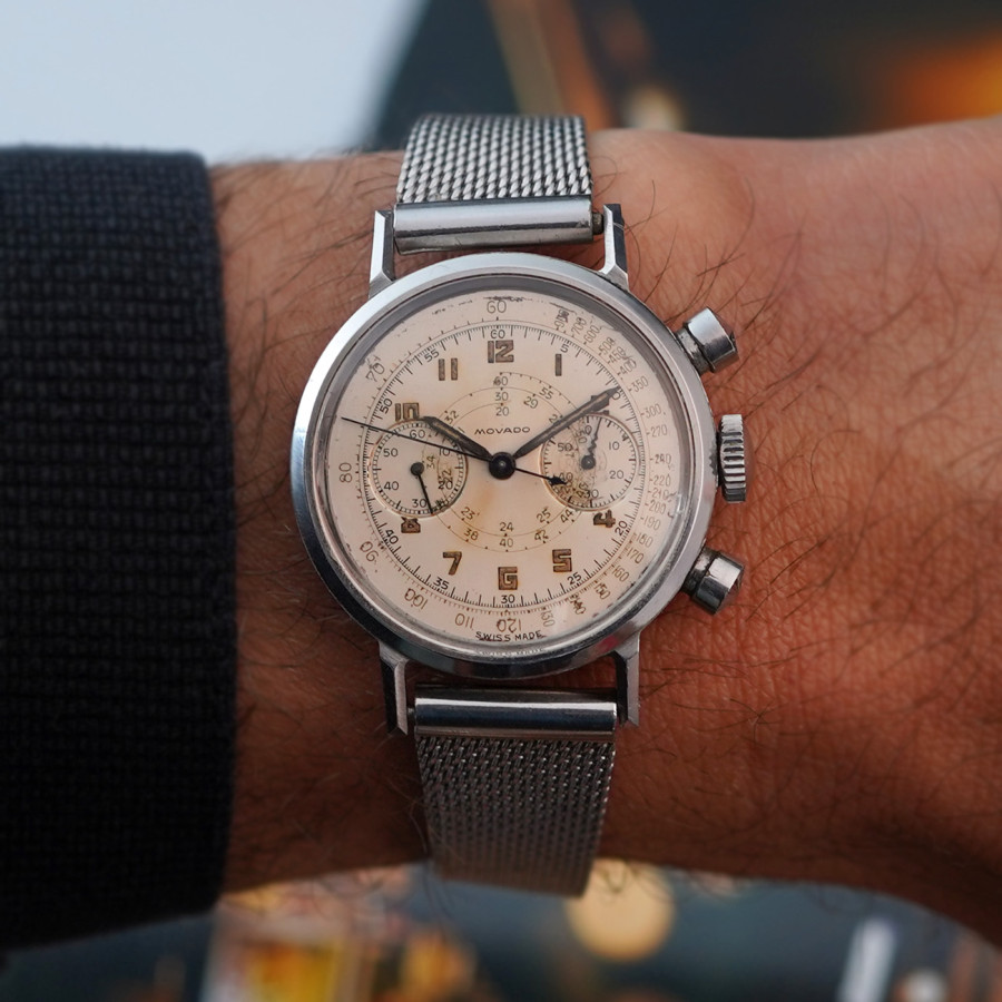 Movado M90 Chronograph 19028 Silver Dial - sehr seltener M90-Chronograph aus den 1950er Jahren