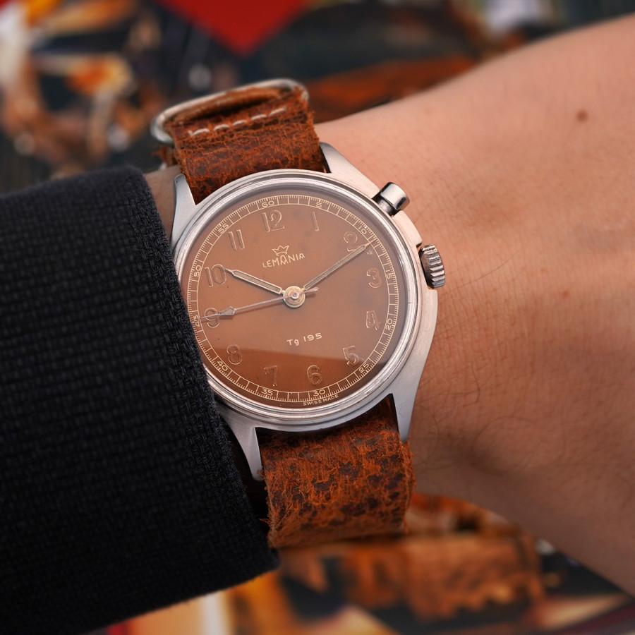 Lemania TG 195 Swedish Air Force - Tropical Dial - breathtaking look on the wrist