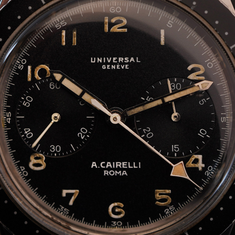 Universal Genève A.Cairelli Roma TIPO CP-2 - Italian Air Force - originales schwarzes Zifferblatt mit fantastischer Patina