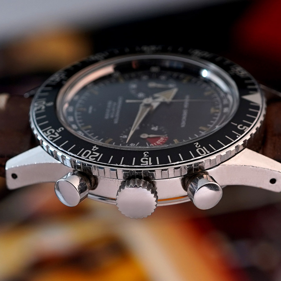 Nivada Grenchen Chronomaster Aviator Sea Diver 105/9989 - große Chrono-Drücker und originale Krone
