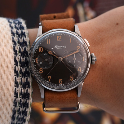 Vintage Minerva Split Seconds Chronograph Oversize